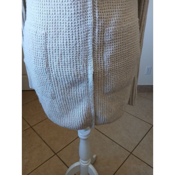 Prana Women’s Ivory Ribbed Knit Yunna Cardigan Oversize Medium Zipper Shawl Neck - Picture 6 of 16